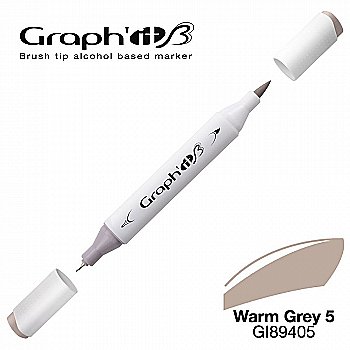 Маркер двухсторонний Brushmarker, Теплый серый 5 (9405), GI89405 Graph`it Маркер двухсторонний Brushmarker, Теплый серый 5 (9405), GI89405 Graph`it