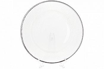 Тарелка сервировочная 33 см, прозрачный с серебряным кантом, 587-042