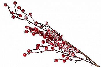 Декоративна гілка з ягодами засніжена, 79 см, 901-055