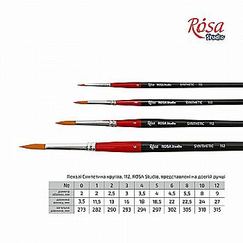 Синтетика кругла 112 №4, д.р. пензель Rosa Studio Синтетика кругла 112 №4, д.р. пензель Rosa Studio