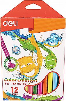 Фломастери Deli EC10100 Color Emotion 12 кол. (70621)  Фломастери Deli EC10100 Color Emotion 12 кол. (70621)