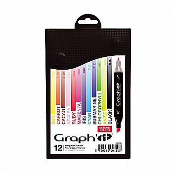 Набор двухсторонних маркеров Classic, Классические цвета (12 шт.), GI00120 Graph`it Набор двухсторонних маркеров Classic, Классические цвета (12 шт.), GI00120 Graph`it