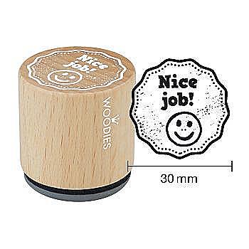 Штамп дерев`яний d=3,5 см "Nice job!", WE1304 ТМ "Woodies" Штамп дерев`яний d=3,5 см "Nice job!", WE1304 ТМ "Woodies"