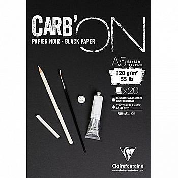Склейка для пастели А5 Carb'On, 20 л. (120 г/м2), чёрная бумага, 975038C Clairefontaine Склейка для пастели А5 Carb'On, 20 л. (120 г/м2), чёрная бумага, 975038C Clairefontaine