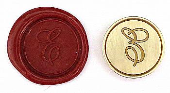 Круглая латунная печать d24 мм – англ. буква "E" с лакированной деревянной ручкой, 40105T