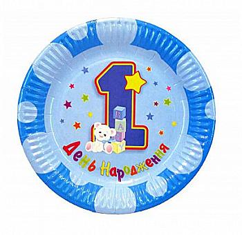 Тарілки "1-й День Народження" сині, 8 шт, F-181804 Тарілки "1-й День Народження" сині, 8 шт, F-181804