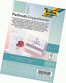 Набор заготовок для открыток прямоугольная с конвертом 10,5*15 см, 250 г/м2, перламутровый/белый, 179500 Folia Набор заготовок для открыток прямоугольная с конвертом 10,5*15 см, 250 г/м2, перламутровый/белый, 179500 Folia