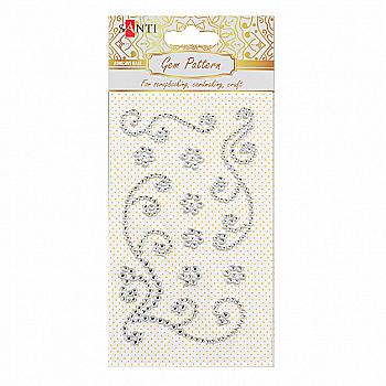 Узор-аппликация из страз самоклеющаяся "Shining pattern" белый, 10*6 см, 742513 Узор-аппликация из страз самоклеющаяся "Shining pattern" белый, 10*6 см, 742513