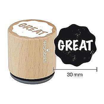 Штамп дерев`яний d=3,5 см "Great", WE1302 ТМ "Woodies"