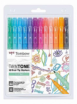 Набор маркеров двухсторонних 0,3/0,8 мм TwinTone, пастельные цвета (12 шт.), WS-PK-12P-2 ТМ "Tombow" Набор маркеров двухсторонних 0,3/0,8 мм TwinTone, пастельные цвета (12 шт.), WS-PK-12P-2 ТМ "Tombow"