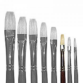 Пензлик "Живопис" 2112 Щетина плоска № 06 довга ручка білий ворс