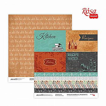 Папір для скрапбукінгу "Recipe book" 8, двосторонній 30,48*30,48 см, 200 г/м2, Rosa Talent Папір для скрапбукінгу "Recipe book" 8, двосторонній 30,48*30,48 см, 200 г/м2, Rosa Talent