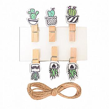 Набір прищіпок дерев`яних Fashion cacti 6 шт, 742497