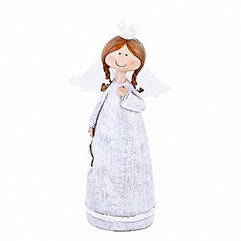 Декор новогодний Ангел Катя, 18*10*5 см, полирезина, серебристо-белый, 3400700 Pusteblume Декор новогодний Ангел Катя, 18*10*5 см, полирезина, серебристо-белый, 3400700 Pusteblume