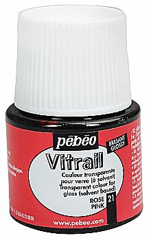 Фарба лакова по склу та металу Vitrail 45 мл прозора, рожева, 050-021 ТМ "Pebeo" Фарба лакова по склу та металу Vitrail 45 мл прозора, рожева, 050-021 ТМ "Pebeo"