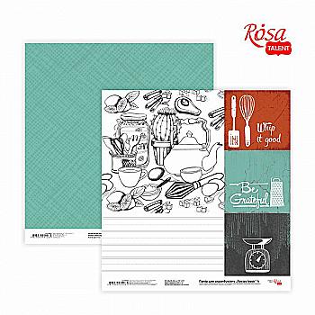 Бумага для скрапбукинга "Recipe book" 4, двухсторонний 30,48*30,48 см, 200 г/м2, Rosa Talent Бумага для скрапбукинга "Recipe book" 4, двухсторонний 30,48*30,48 см, 200 г/м2, Rosa Talent
