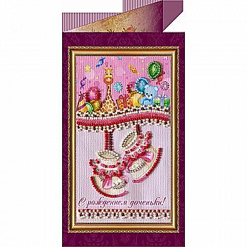 Набор для вышивки бисером "Открытка" С рождением доченьки-1