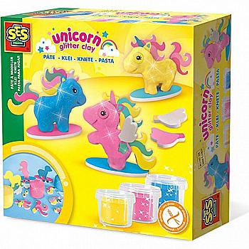 Маса для ліплення, що не засих. "Єдиноріг" (3 кол. з блискітками), 00432S