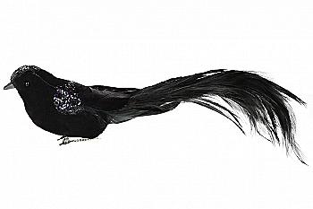 Декоративна птиця на кліпсі 30 см, чорний, 499-080