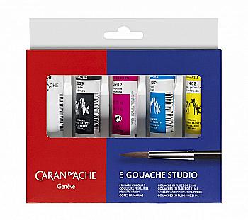 Набір фарб Caran d`Ache Gouache Studio металевий бокс (5 кольорів по 21 мл), 2103.305 Набір фарб Caran d`Ache Gouache Studio металевий бокс (5 кольорів по 21 мл), 2103.305