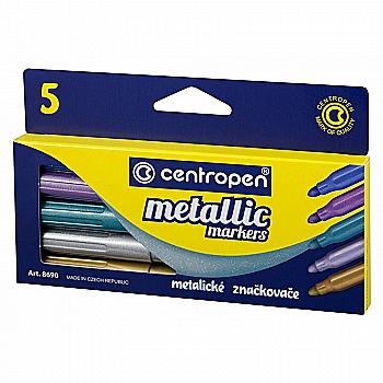 Фломастери 5 кол., 8690 Metallic, Centropen Фломастери 5 кол., 8690 Metallic, Centropen