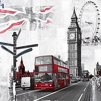 Набір з алмазною мозаїкою "Символи Лондона", без підрамника 30*40 см, H8848 Набір з алмазною мозаїкою "Символи Лондона", без підрамника 30*40 см, H8848