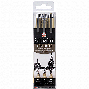 Набор линеров Pigma Micron 3 шт. (08-10-12), Черный, Sakura Набор линеров Pigma Micron 3 шт. (08-10-12), Черный, Sakura