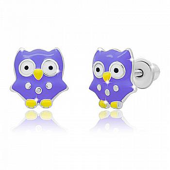 Сережки "Сова", фіолетовий, 219560500613