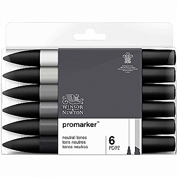 Набір маркерів двосторонніх ProMarker "Нейтральні тони" 6шт, 0290024 W&N Набір маркерів двосторонніх ProMarker "Нейтральні тони" 6шт, 0290024 W&N