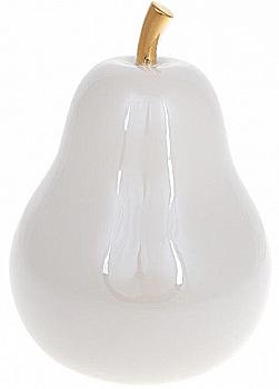 Декоративная груша 20 см, белый перламутр с золотом, FG2-353