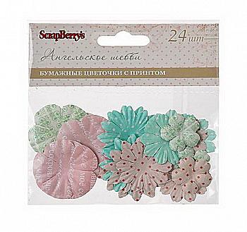 Набор ориентированных бумажных цветочков Ангельское Шебби 24 шт