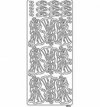 Контурные стикеры Молодожены серебряные SCB1522351