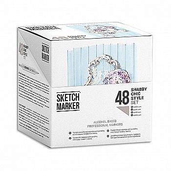Набор маркеров SketchMarker Shabby Chic style - Шебби Шик 48 шт. (в пластик. кейсе), SM-48SHABB Набор маркеров SketchMarker Shabby Chic style - Шебби Шик 48 шт. (в пластик. кейсе), SM-48SHABB