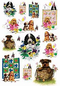 Карта декупажна 35*50 см, Щенята, 25 г/м², QSIPR 127 Renkalik