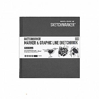 Скетчбук SKETCHMARKER Marker&Graphic 163*163 мм 48 арк., 180 г/м², тв.обкл., вугілля, MGLHSQ/CHARC Скетчбук SKETCHMARKER Marker&Graphic 163*163 мм 48 арк., 180 г/м², тв.обкл., вугілля, MGLHSQ/CHARC