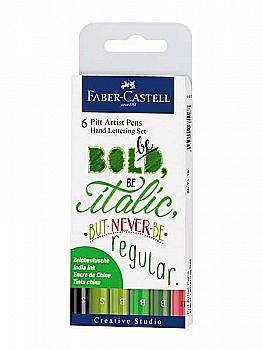 Набір ручок капілярних PITT Artist Pen Lettering, 6 шт., 267117 Faber-Castell Набір ручок капілярних PITT Artist Pen Lettering, 6 шт., 267117 Faber-Castell