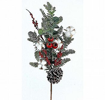Украшение новогоднее Веточка декоративная 71 см с ягодками и шишками, 9761868 Украшение новогоднее Веточка декоративная 71 см с ягодками и шишками, 9761868