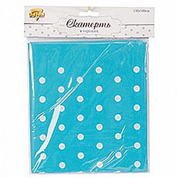 Скатерть п/э Горошек голубой, 130*180 см, 1502-3963