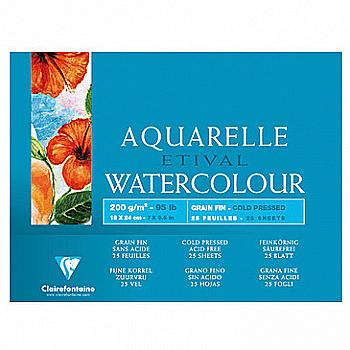 Склейка для акварели 18*24 см Etival WaterColor 25 л. (200г/м2) с 4-х сторон (холодн. пресс), мелкое зерно, 96453C Склейка для акварели 18*24 см Etival WaterColor 25 л. (200г/м2) с 4-х сторон (холодн. пресс), мелкое зерно, 96453C