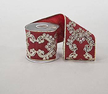 Стрічка декоративна бордова з орнаментом 10 см, KC L 05-805387 GOODWILL (за 1 м/5) Стрічка декоративна бордова з орнаментом 10 см, KC L 05-805387 GOODWILL (за 1 м/5)