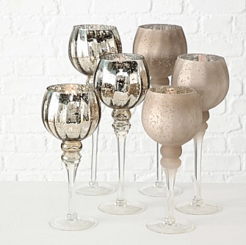 Подсвечник декоративный стеклянный "Manou" на ножке h=35 см, лакированный, блеск./матовый, золотой, 1008803