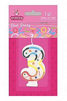 Свічка для торту "цифри" 3 EVENTA