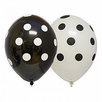 Кулька повітряна 14" Горошок біло-чорні, 1103-1459 Кулька повітряна 14" Горошок біло-чорні, 1103-1459