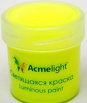 Краска светящаяся для творчества, 20 мл, желтая, AcmeLight Краска светящаяся для творчества, 20 мл, желтая, AcmeLight
