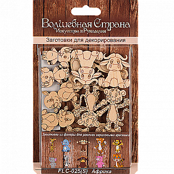 Набор деревянных заготовок-пуговок "Животные-3" (30 шт), FLC-025(S)