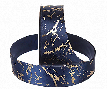 Стрічка атлас 2,5 cм-18 м, 5-75393 синій мармур