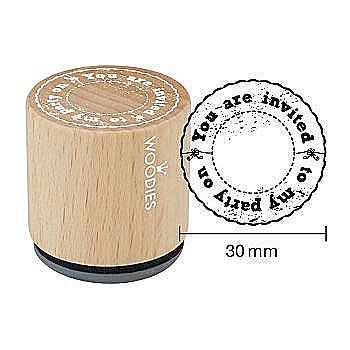 Штамп дерев`яний d=3,5 см "you are invited to my party on", WE2005 ТМ "Woodies"