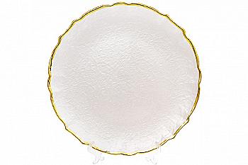 Тарілка сервірувальна 33 см, біла з золотом, 587-014