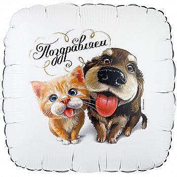 Куля повітряна 18" "Вітаємо!" Кіт і собака, 1202-3094