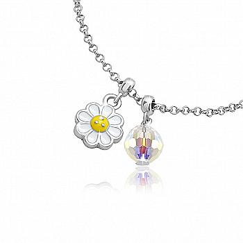 Браслет на ланцюжку "Ромашка", біло-жовтий, 419559900625